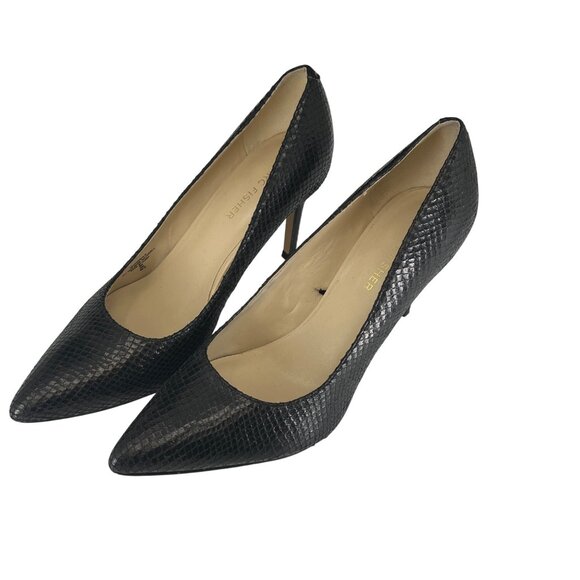 Marc Fisher Womens Pump Black Snakeskin Pointed Toe Heels Size 8M - Picture 6 of 8